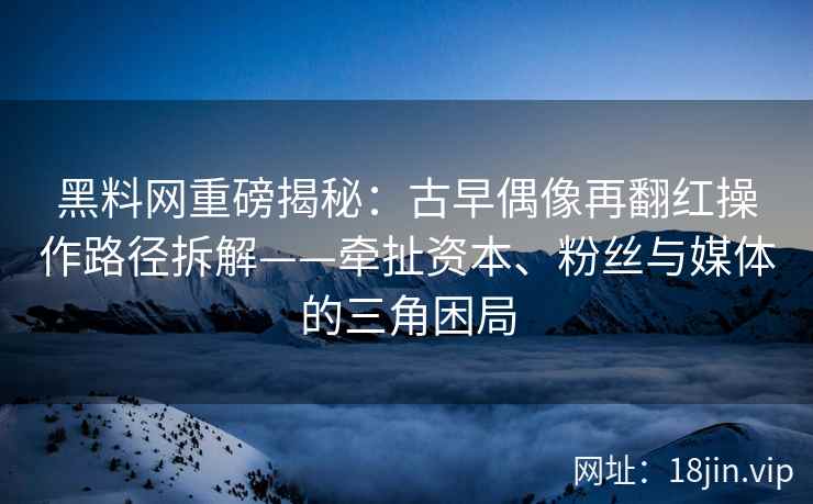 黑料网重磅揭秘：古早偶像再翻红操作路径拆解——牵扯资本、粉丝与媒体的三角困局