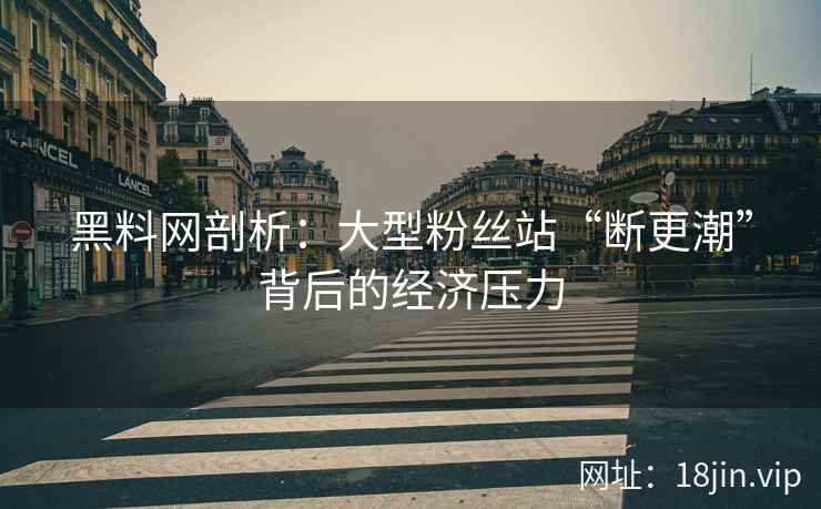 黑料网剖析：大型粉丝站“断更潮”背后的经济压力  第1张