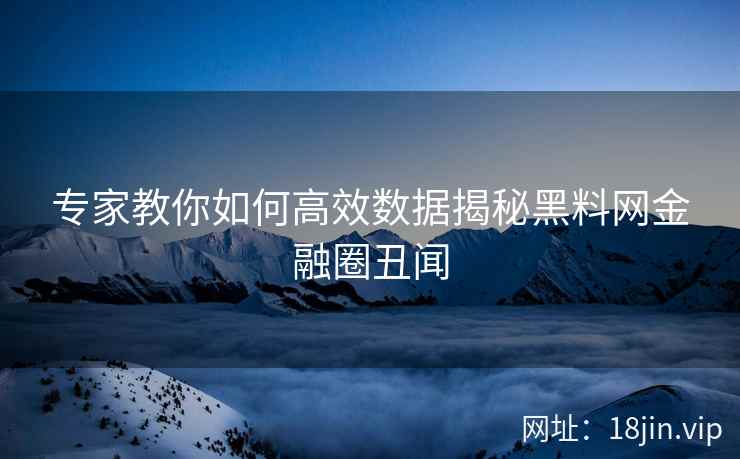 专家教你如何高效数据揭秘黑料网金融圈丑闻  第2张