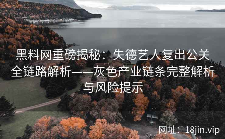 黑料网重磅揭秘：失德艺人复出公关全链路解析——灰色产业链条完整解析与风险提示