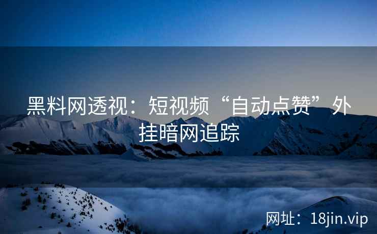 黑料网透视：短视频“自动点赞”外挂暗网追踪
