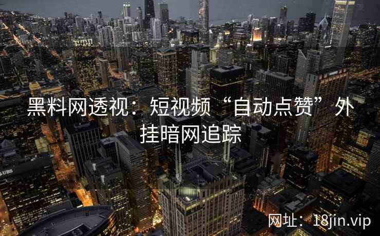 黑料网透视：短视频“自动点赞”外挂暗网追踪  第2张