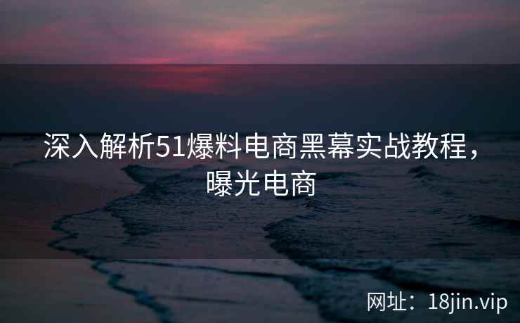 深入解析51爆料电商黑幕实战教程，曝光电商